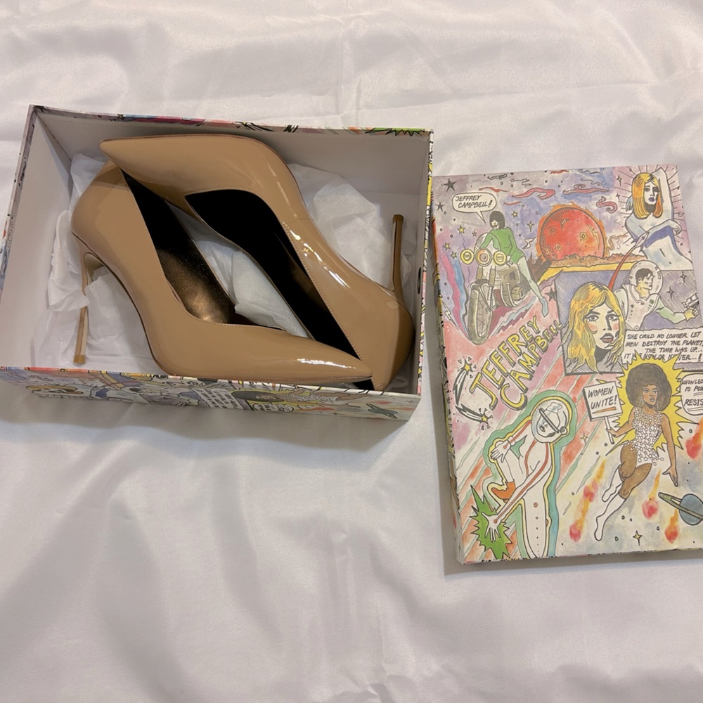 Jeffrey Campbell Lure Nude Patent Leather 4in Heels - Women’s 10 - Picture 1 of 8